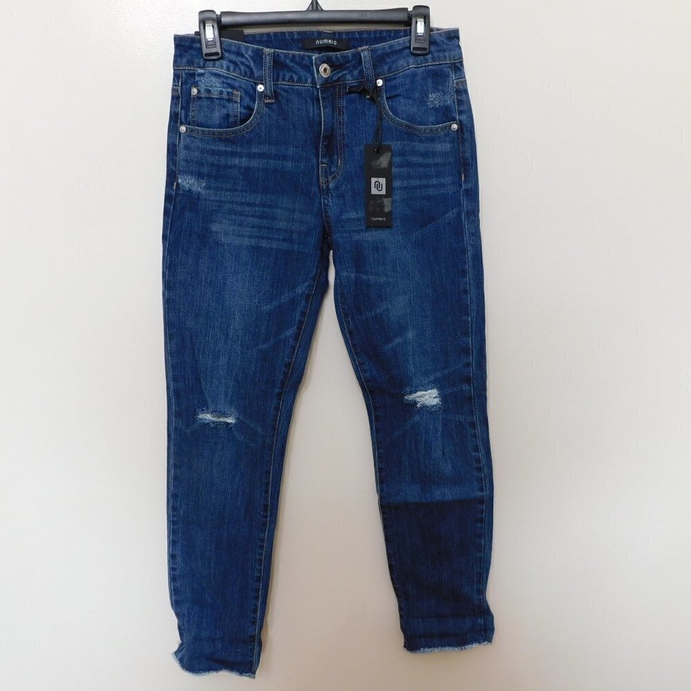 𝅺JR127 Numero Blue Ripped Boyfriend Jeans Size 25 x 29